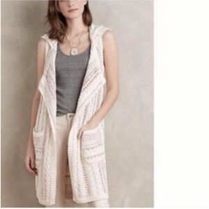 Willow & Clay By Anthropologie Lora Hooded Sweater Vest Women's XS/S 100% Cotton